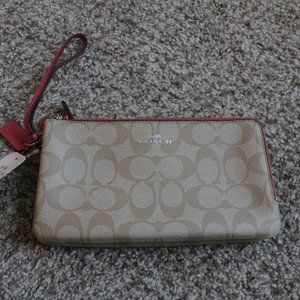 Coach Double Zip Wallet In Signature Canvas
